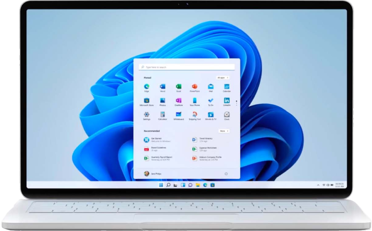 Pc Windows affichant l'interface de Windows 11